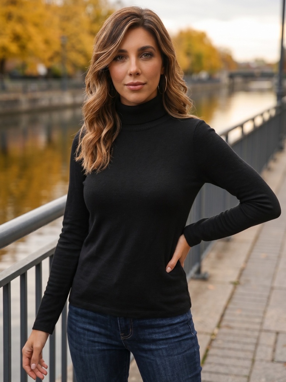Vineyard Vines Turtleneck Black Top Womens Medium Cotton Modal Baselayer Capsule